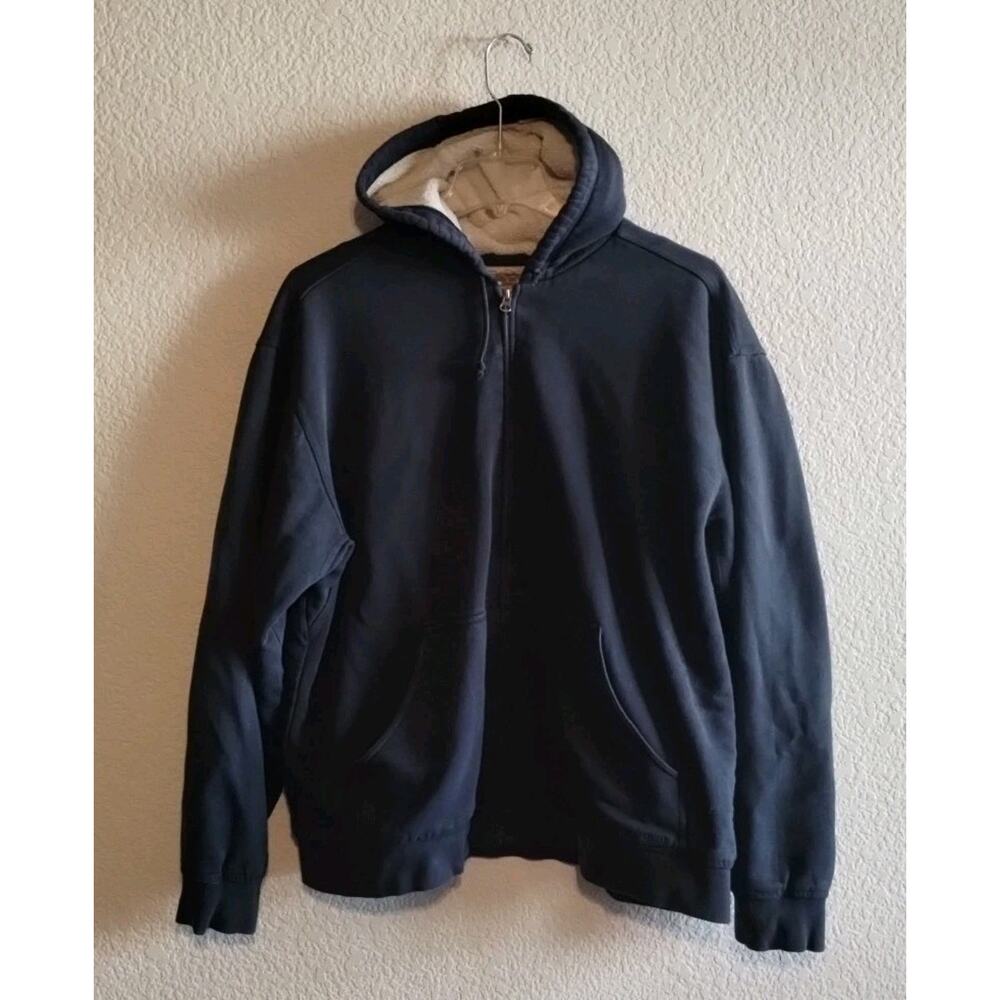 Khatadin Mountain Iron Works Heavy Lined Blue Hooded Zip Front Sweatshirt XL